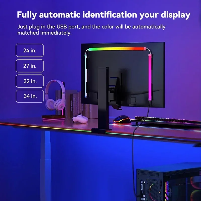Smart Ambient PC Display Sync Computer Monitor Backlight LED Strip Light RGB Color DIY Game Holiday Atmosphere Decor Lamp - Image 6