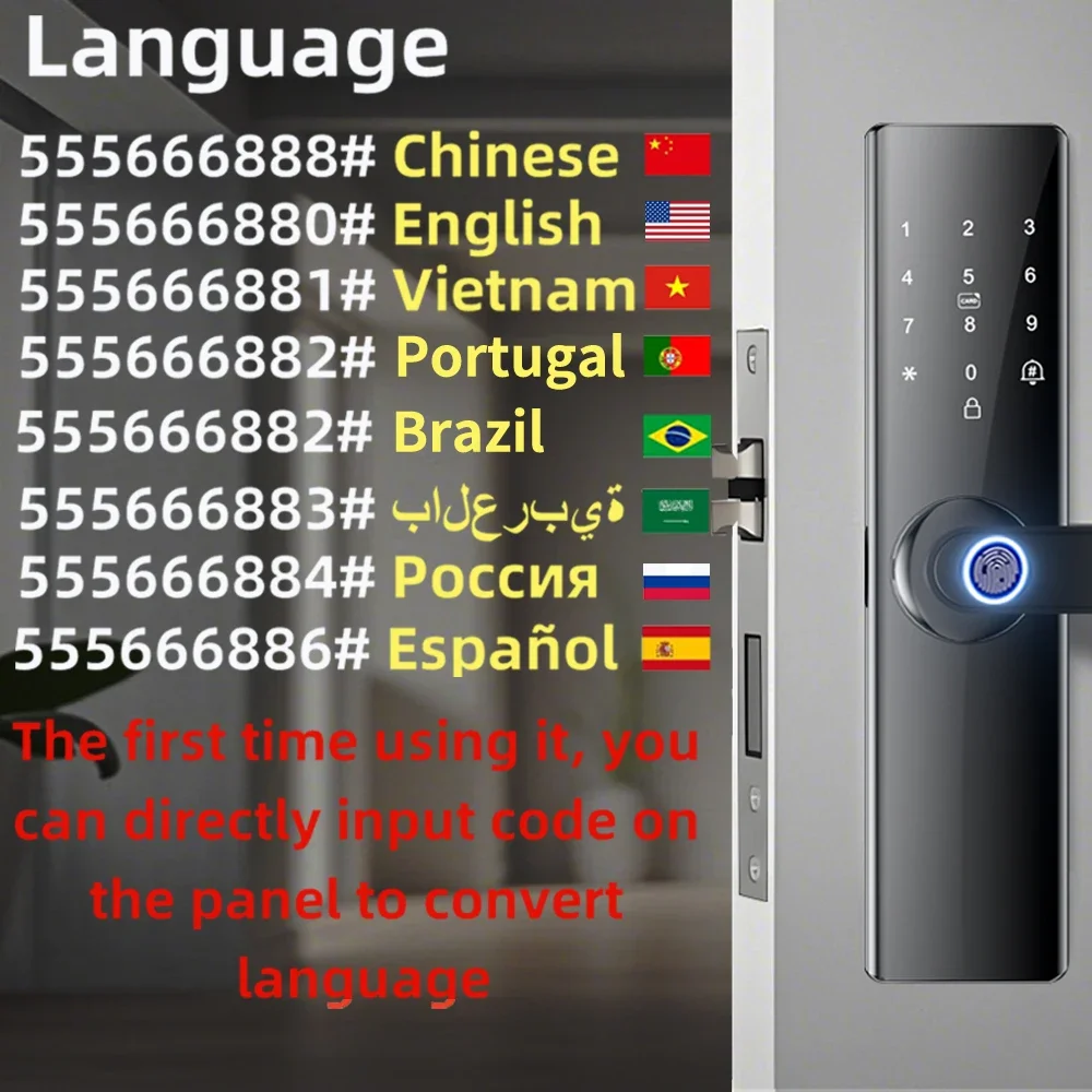 Smart electronic door locks Fingerprint biometrics Smartlock Application control Smart card key entry and USB emergency charging - Image 2